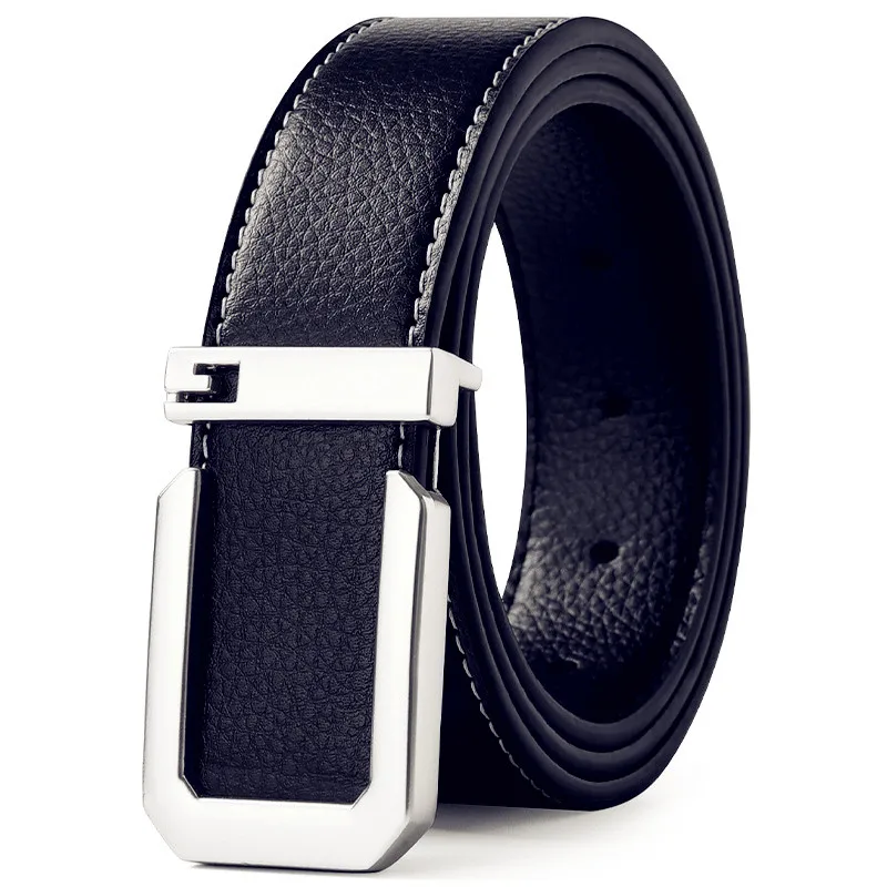 3.3cm Fashion Casual Belt with Silver Smooth Buckle, Designer Men Belt High-Quality, Unisex Fit, Perfect for Jeans Workwear