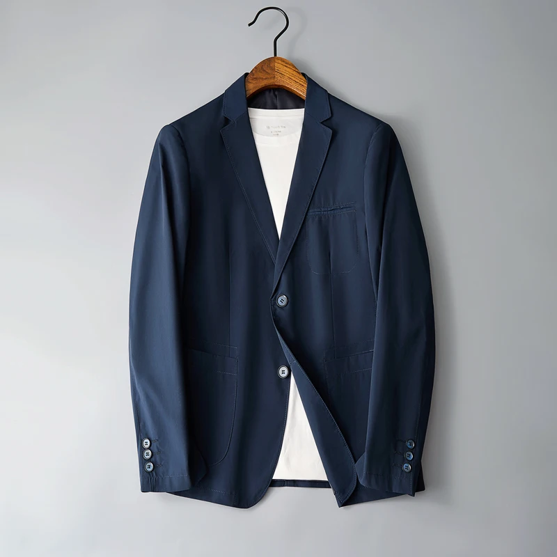 

Высококачественный мужской повседневный костюм: модный однобортный пиджак для весны и осени, однотонный блейзер в корейском стиле, мужская верхняя одежда