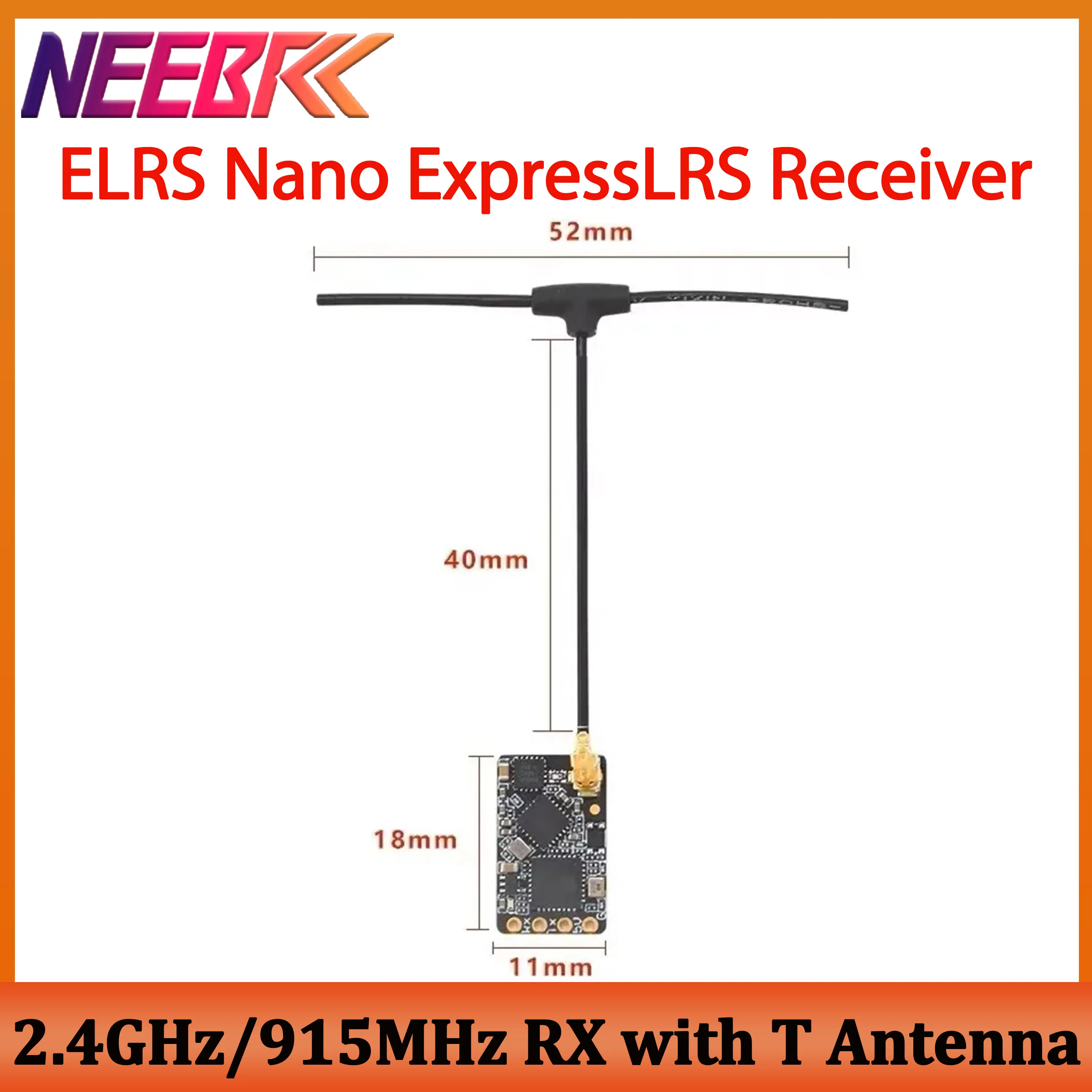 

ELRS 915MHz 2.4G NANO ExpressLRS Receiver with T Type Antenna Support Wifi Upgrade for RC FPV Traversing Racing Drone Parts