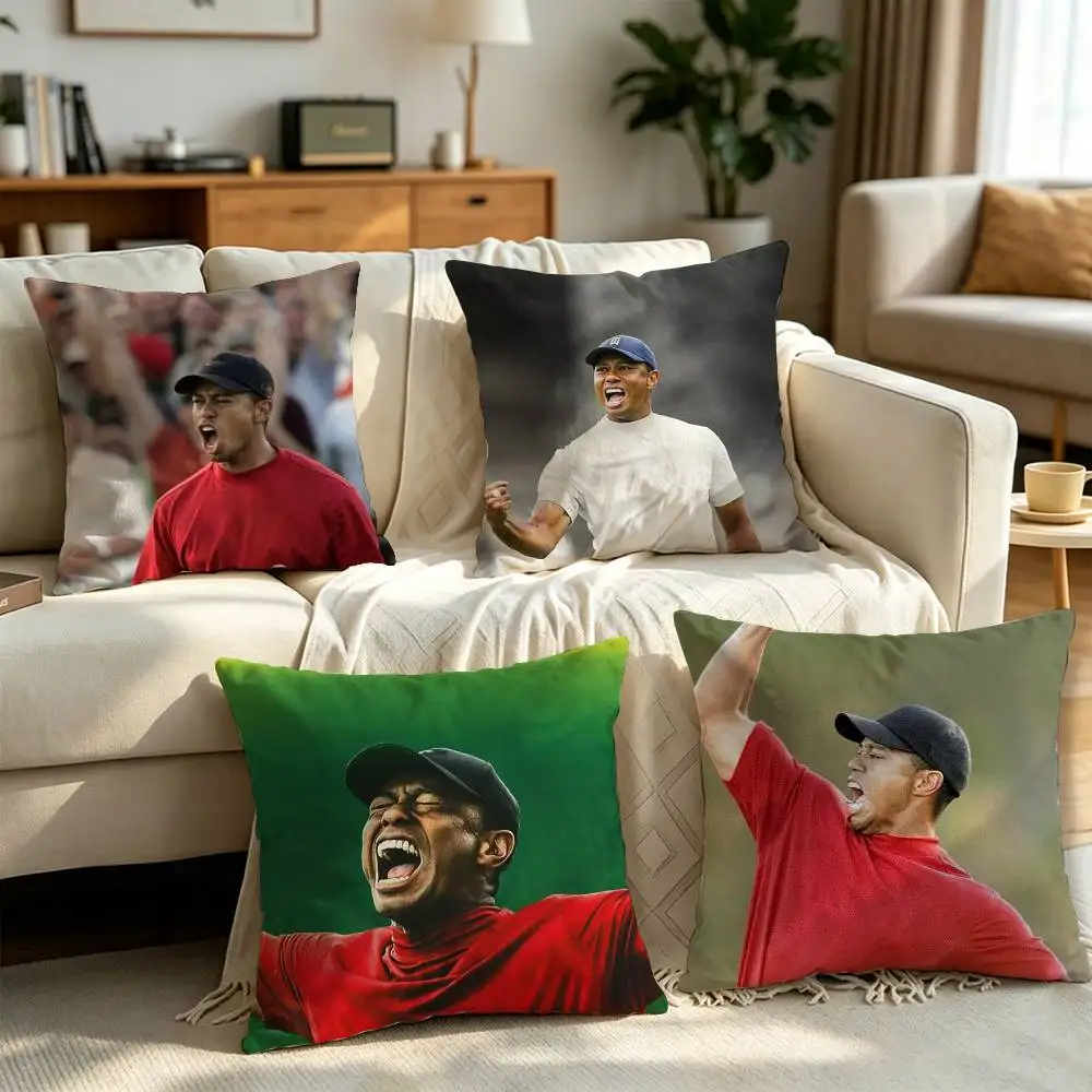 

Golf Player Tiger W-Woods Phone Case Pillow cover Soft Microfiber Pillowcase Home Sofa Decor Surprise Decorative printed.