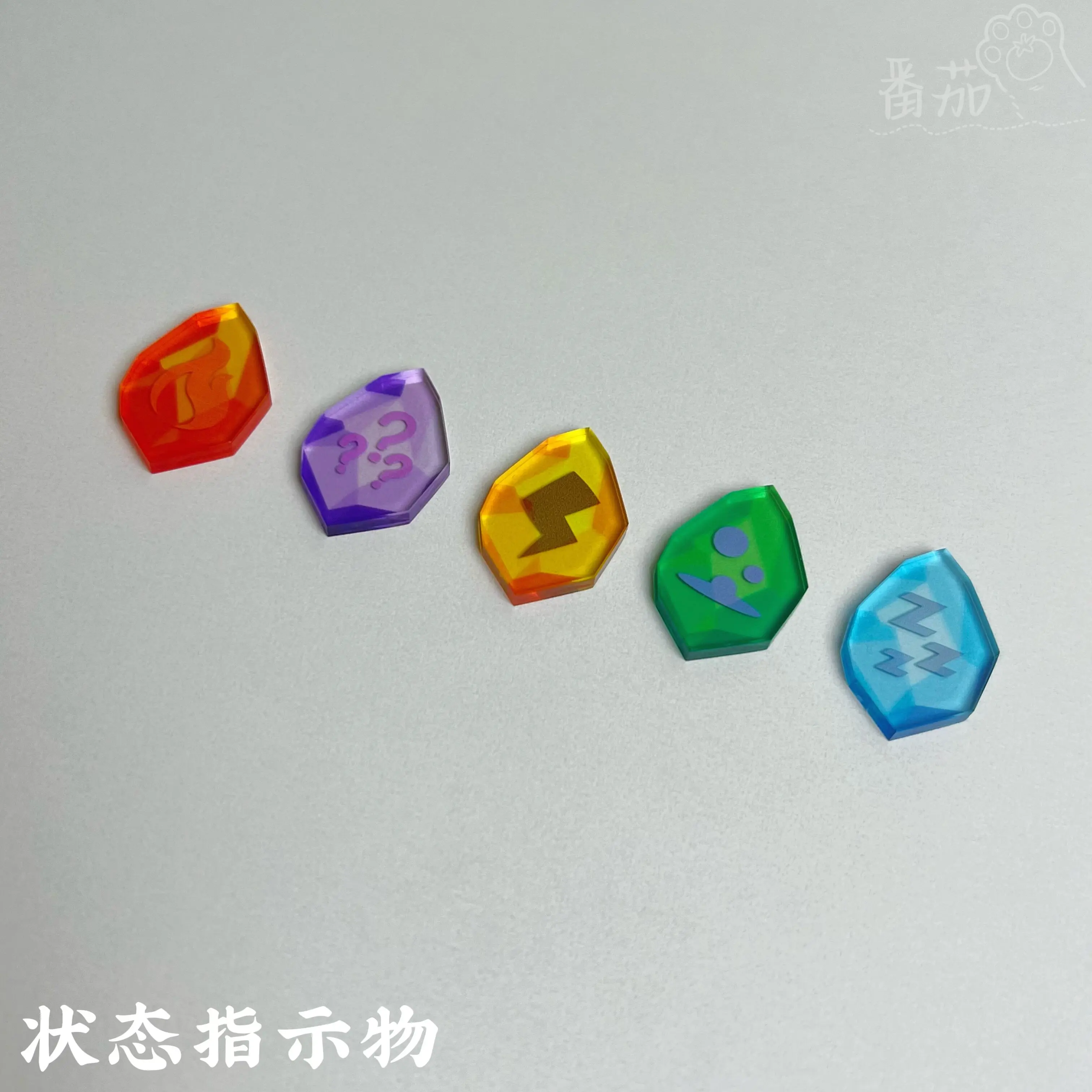 PTCG Status Markers Acrylic Stained Glass Style Abnormal Condition Indicators Tabletop Battle Accessories For Card Game Players