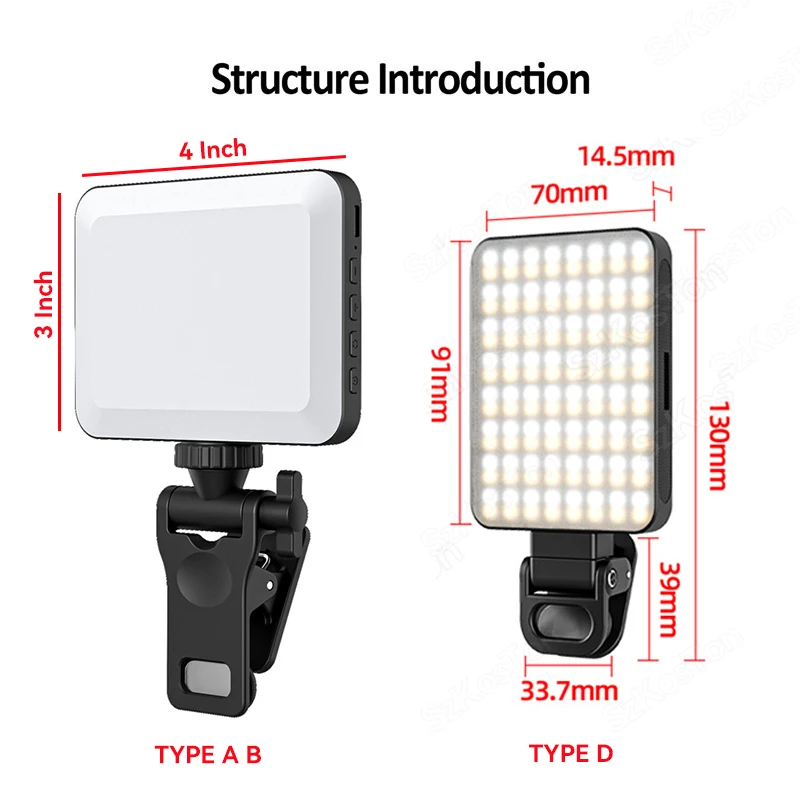 Mini Luz de relleno LED portátil para Selfie, lámpara de relleno para Video conferencia, teléfono móvil, Vlog, transmisión en vivo, fotografía