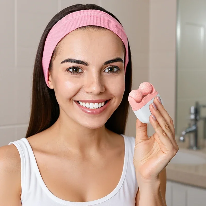 Wałek do masażu twarzy i okolic oczu 2 w 1, chłodzący, łagodzący ból, do pielęgnacji skóry, narzędzie do makijażu.