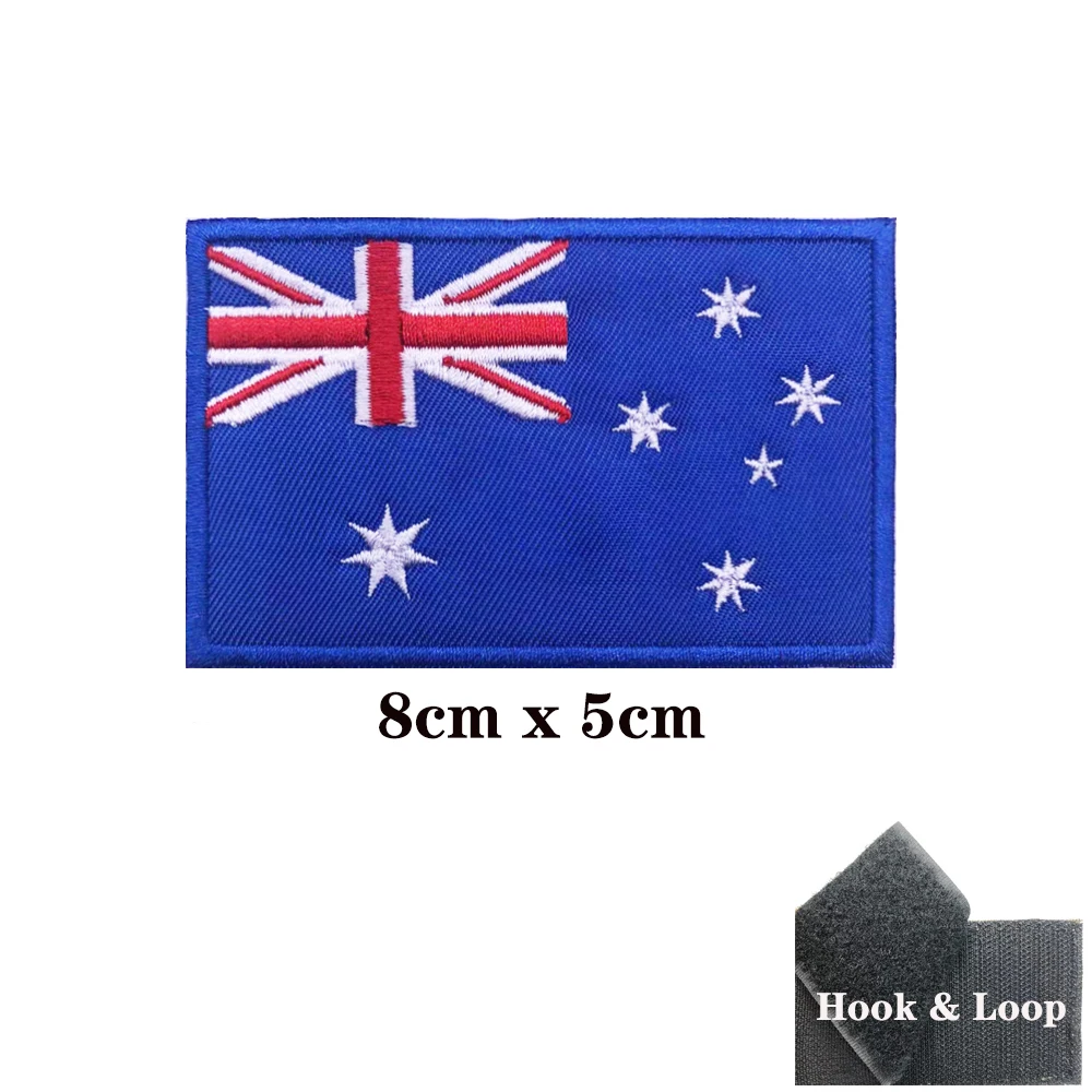 Australian flag Australia Patches Armband Embroidered Patch Hook Loop Iron On Embroidery  Badge Military Stripe