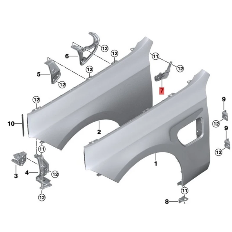 

1 Pair Fender Mounts Bracket Support 41215A37B55 41215A37B56 For BMW G70 2022-2024