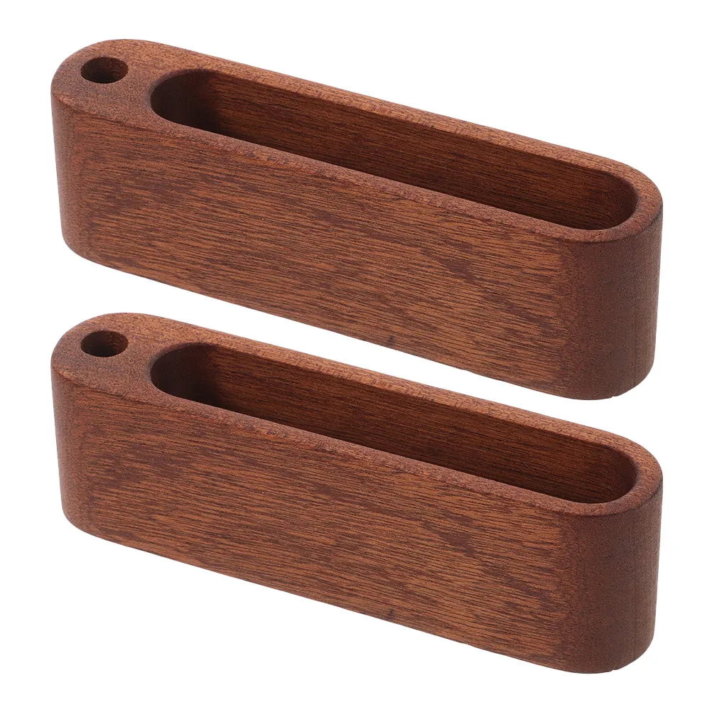 2Pcs Premium Beech Wood Business Card Holder Smooth Finish Compact Desktop Organizer for Office Workspace Wooden Card Display