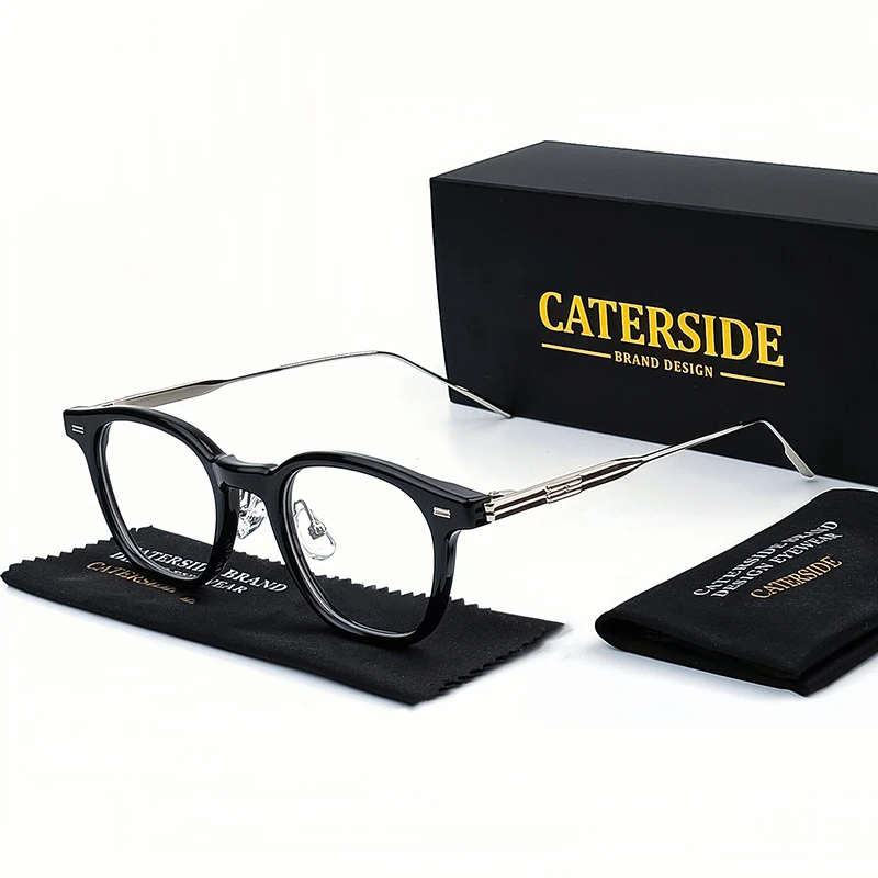 Caterside Retro Square Men's Glasses Fashion Tr90 Frame Flat Light Lens Frame Transparent Lens Women Minimalist Glasses