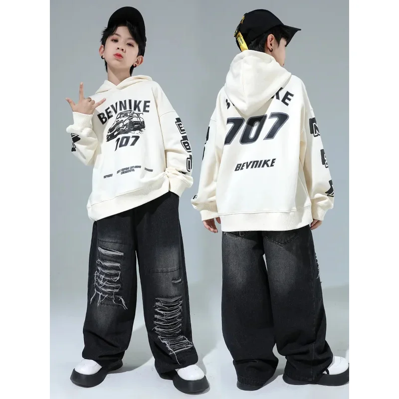 

COSda@Girls Hip Hop Clothing Solid Hoodie Sweatshirt Suit Pants Boys Streetwear Children Street Dance Clothes Sets Kids Jazz Cos