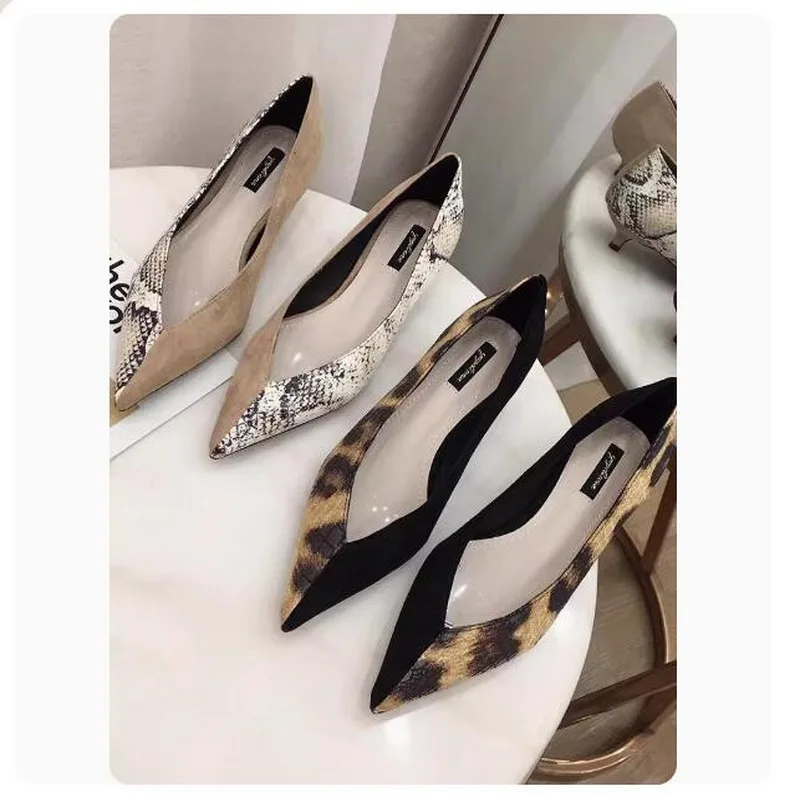 

French Elegant Low Heels shoes women 2024 Summer new shallow mouth leopard pointed high heels temperament fine heel shoes Simple