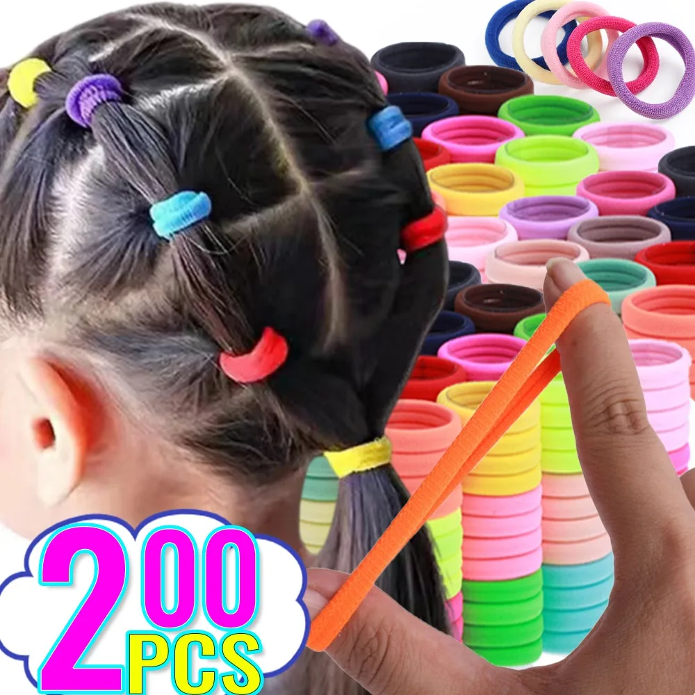 50/200 Stück bunte hochelastische Haarbänder für Frauen und Mädchen, einfaches Haargummi, Stirnband, Pferdeschwanzhalter, Kopfbedeckung, Haarschmuck
