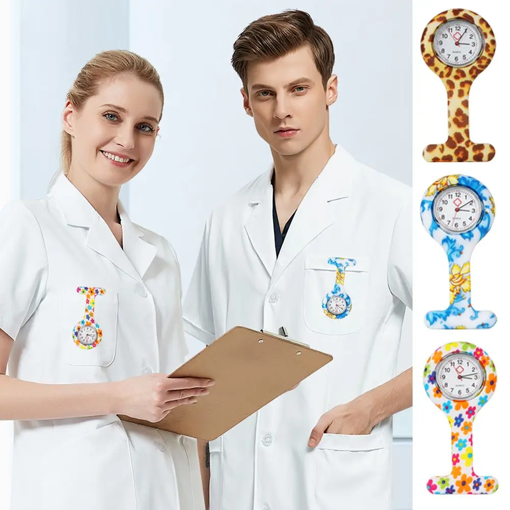 Doctor Lapel Watches with Second Hand Silicone Multi Colors Nurse Watch Nursing Clip On Fob