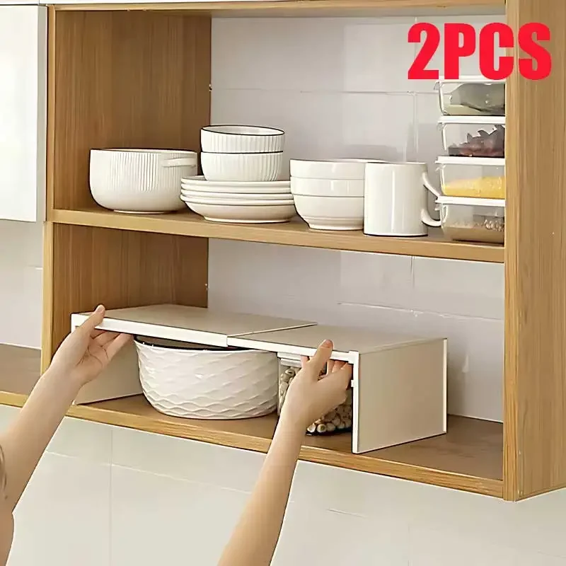 

Kitchen Cupboard Organizer Retractable Cabinet Shelf Space Saving Seasoning Bottle Spice Rack Dish Shelf Kitchen Storage Rack