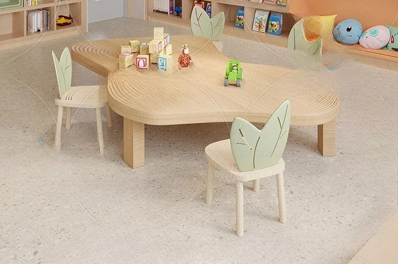 Factory Direct 2026 Chiquitos Modern Cloud Shaped Wood Furniture Children's Table Chair Combination for School Daycare Preschool