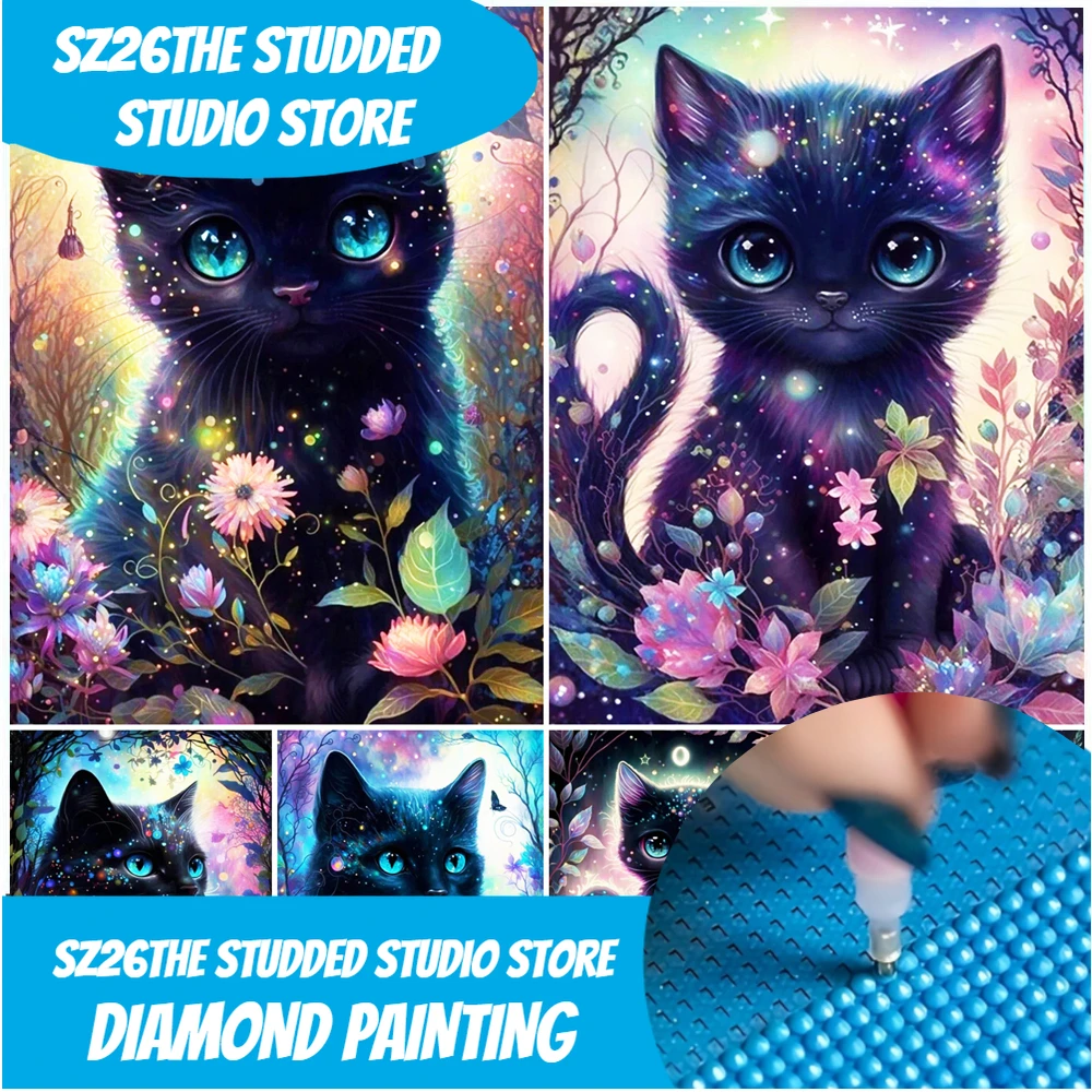 

Sz26Сшипованная алмазная мозаика, черный кот, сделай сам, хобби, распродажа, живопись, новая коллекция, вышивка, фэнтезийный декор для детской комнаты