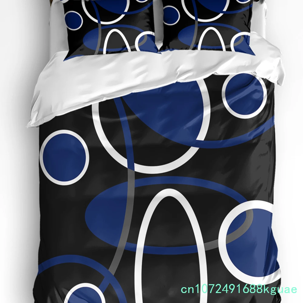 Blue Black Geometric Abstract Lines 3pcs Bedding Set For Double Bed Home Textile Duvet Cover Quilt Cover Pillowcase
