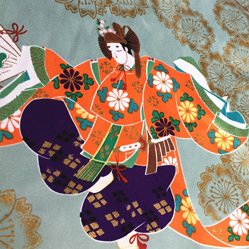 100cm Retro Japanese Dancing Geisha Fabric Cotton Bronzing Fabric For Diy Clothes Kimono Cheongsam Table Cloth Sewing Patchwork