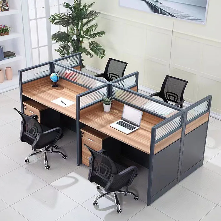 

Modern Wooden Office Desk With Drawer Office Furniture and Partition Call Center Cubicle Workstation