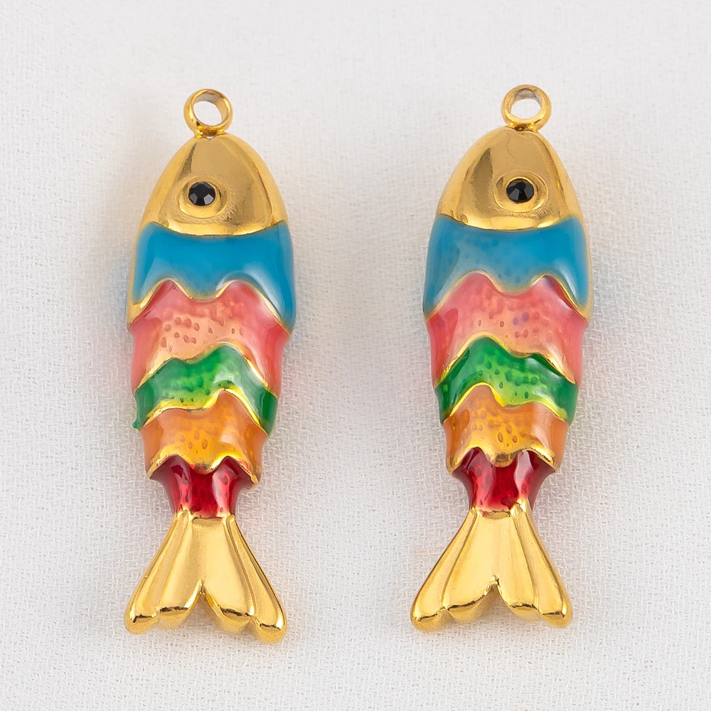 

1 шт. 304 нержавеющая сталь переливающаяся эмаль рыба кулон океан тема для DIY браслет ожерелье поиск ювелирных изделий модные аксессуары