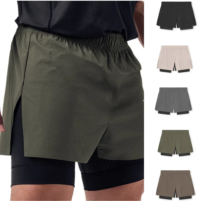 sweatpants Gym workout New shorts for summer 2 in 1 Quick dry beach men\'s running shorts