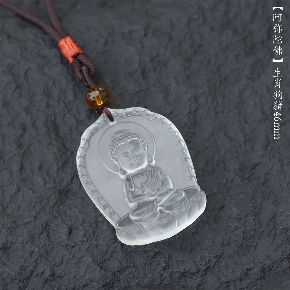 Chinese Style Cute Buddha Pendant 12 Chinese Zodiac Patron Saint Frosted Crystal Lucky Amulet Blessing Fortune Sweater Chain Nec