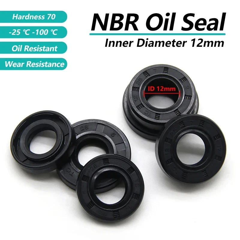 2/5/10pcs ID12mm NBR Framework Oil Seals TC-12*18/19/20/21/22/23/24/25/26/28/30/32/35*4/5/6/7/8/10 Nitrile Rubber Sealing Gasket