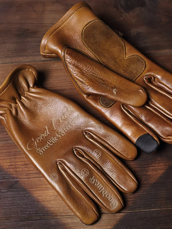 

Ретро-перчатки из состаренной воловьей кожи для активного отдыха, мужские, из натуральной кожи, для спорта и приключений, износостойкие, огнестойкие, полностью кожаные