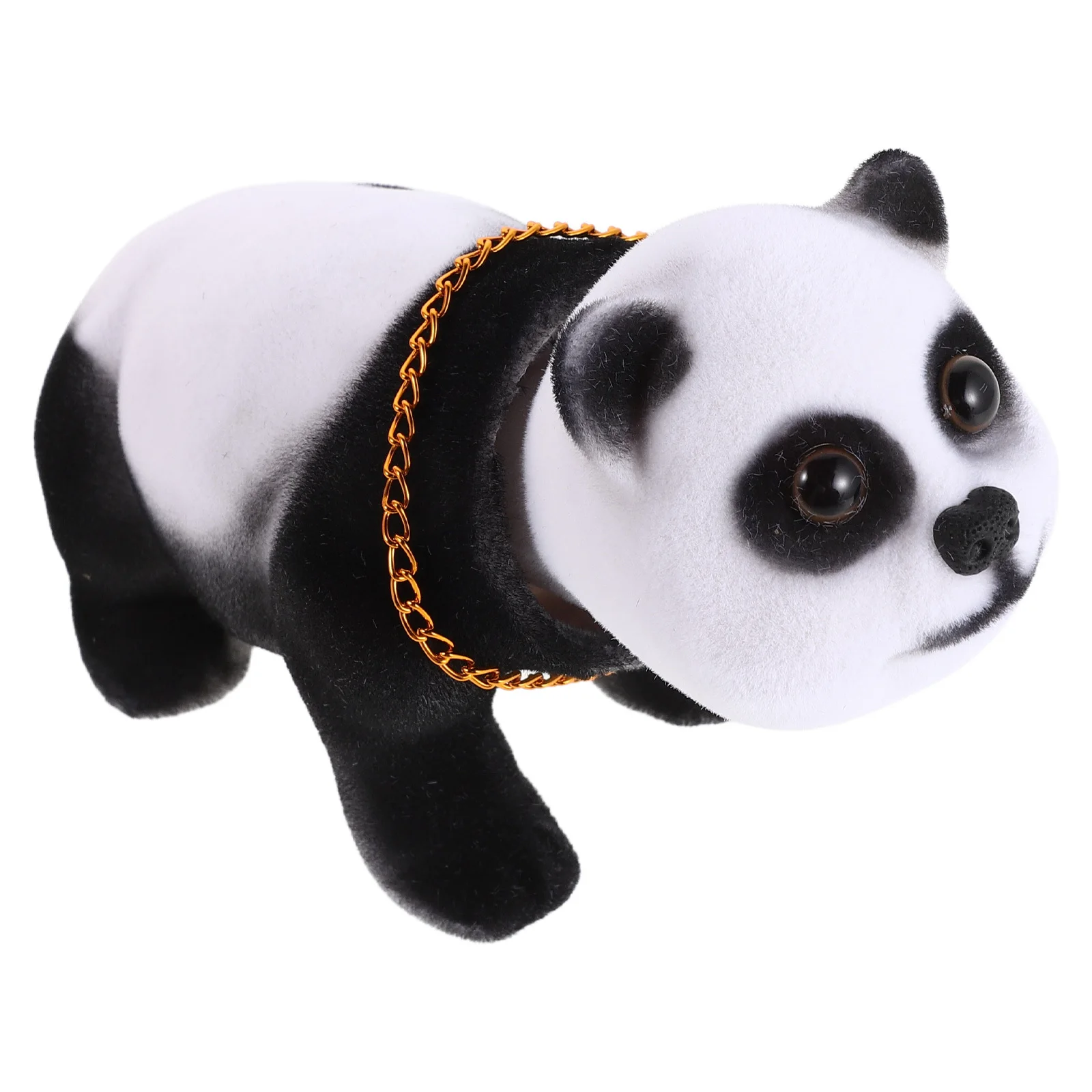 

Cute Shaking Head Panda Car Ornament - Flocking Dashboard Bobblehead in Resin - Auto Interior Nodding Decoration for Stress