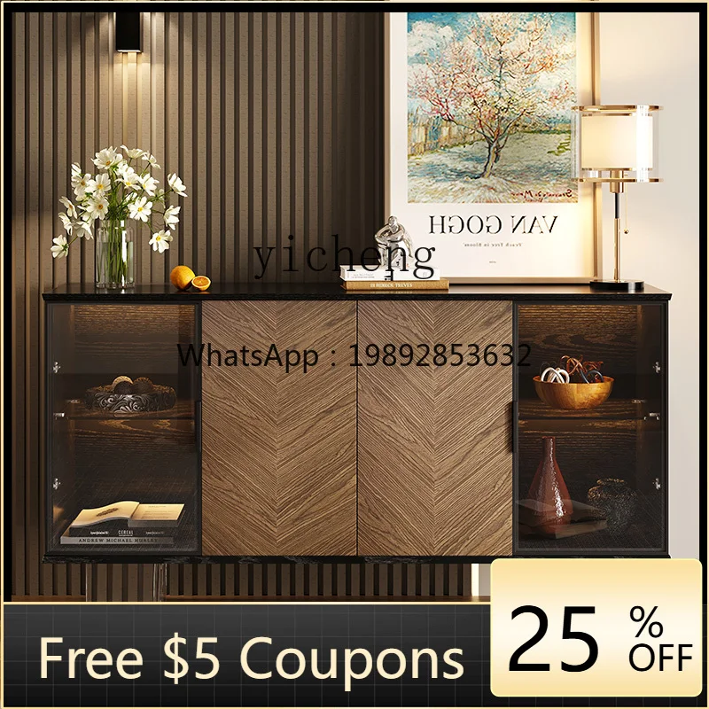 

GZ entrance minimalist glass partition cabinet opposite door solid wood living room rack locker