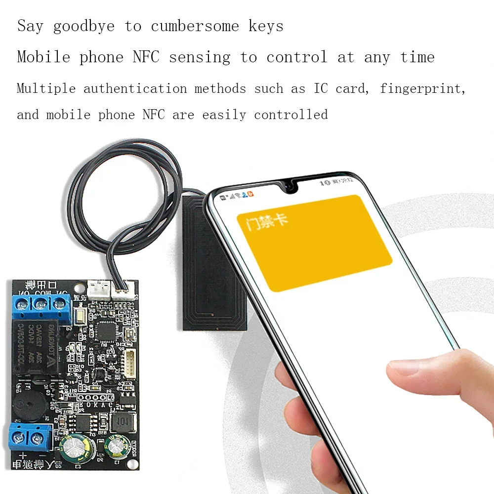 DC12-24V Mobile Phone NFC Control Board Fingerprint IC Card DIY Relay Module 13.56MHz Access Proximity Controller