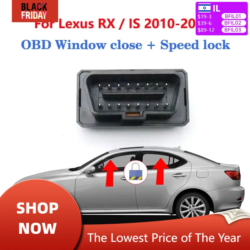 For Lexus RX IS 2010 2011 2012 2013 2014 2015 LHD Auto Window Closer Opening+ Speed Lock Unlock OBD Module