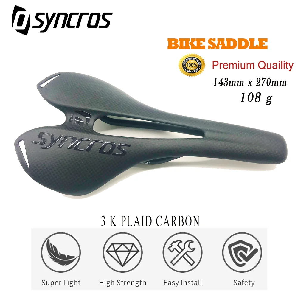 SYNCROS OEM 3K PLAID  SADDLE  MTB/Road Bicycle Carbon Fiber Extra light Saddle Bike Saddle Riding Seat Cushion BIKE Fittings