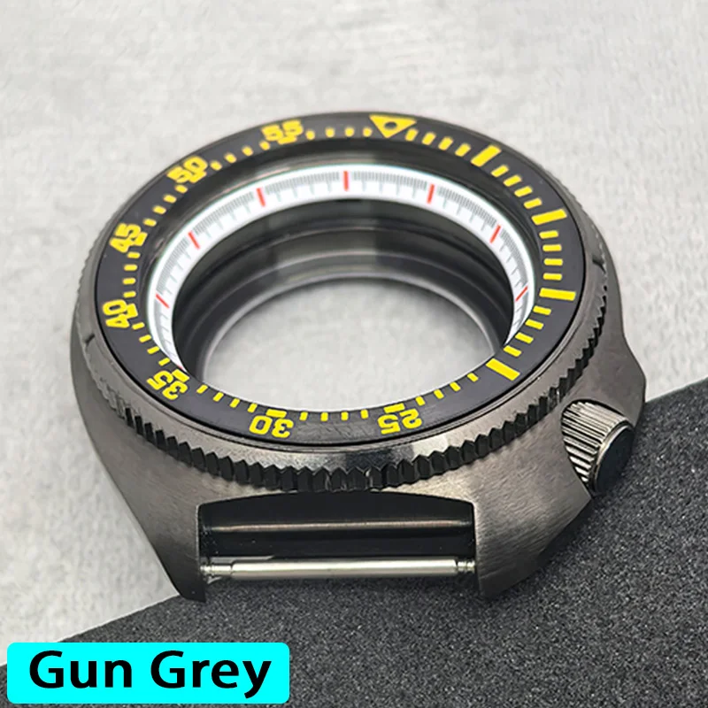 Gun Gray 44MM NH35 Case 6105 6309 Turtle Abalone Case Fits for NH36 NH35 4R 7S Movement 28.5MM Dial Mod Sapphire Glass NH35 Case