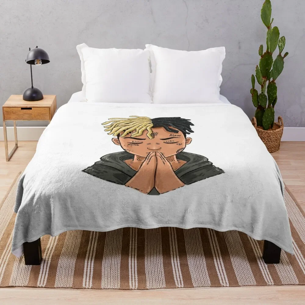 XXXTentation draw cartoon RIP legend Rap Throw Blanket Shaggy Flannel Fabric Vintage Bed Blankets