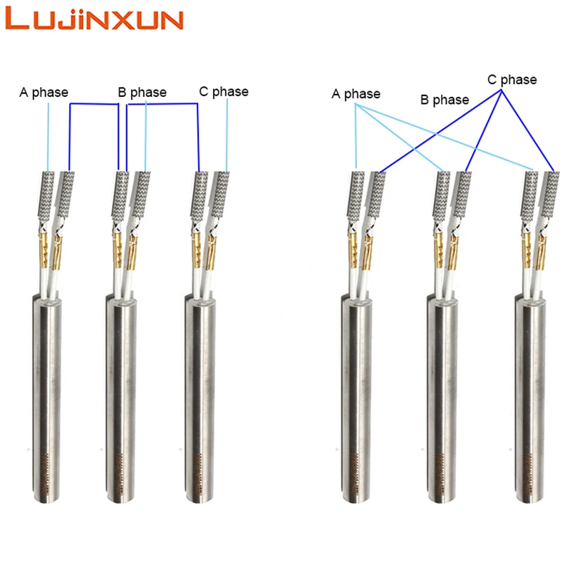 LUJINXUN 5 шт. 6 мм 25 ~ 35 мм 316SUS трубчатый нагреватель с одной головкой и двойным картриджем 110 В/220 В/380 В 60 Вт/70 Вт/80 Вт электрический нагревательный элемент