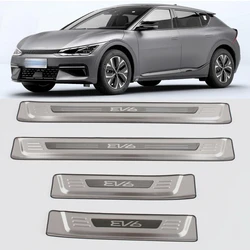 Car Styling For Kia EV6 4PCS Stainless Steel Door Sill Plate Auto Pedals Protector Cover 2023 2024