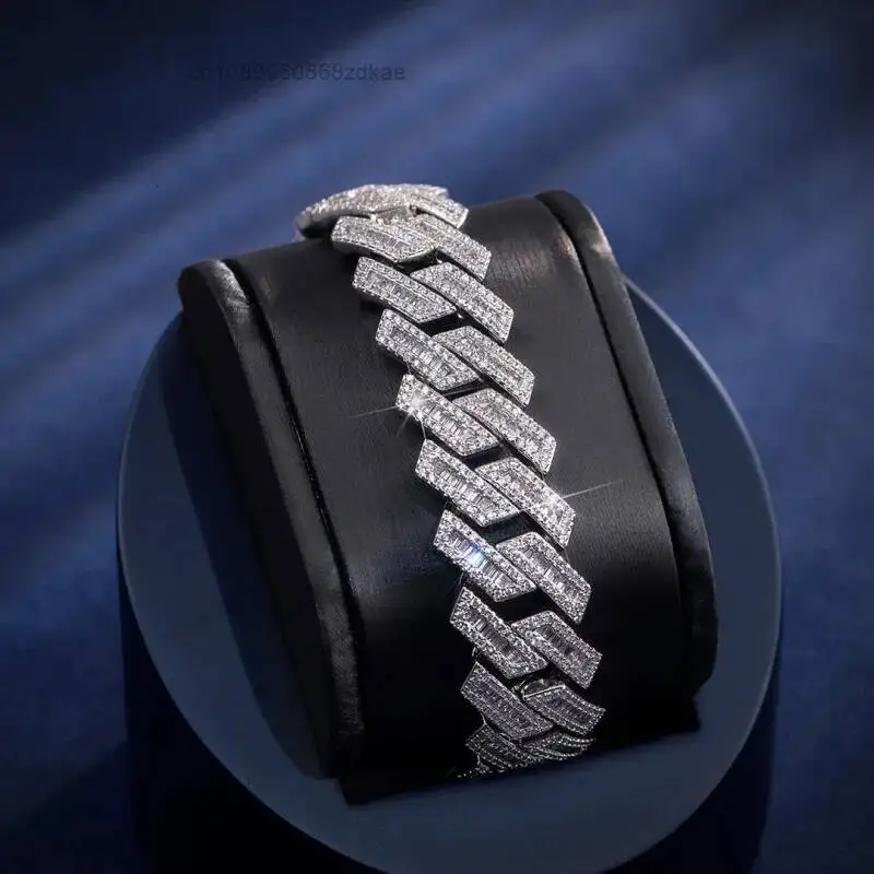 Luxury Factory Custom New Arrive 19mm S925 Vvs Moissanite Big Cuban Chain Necklace Iced Out Cuban Link Bracelet Hain Jewelry Nec