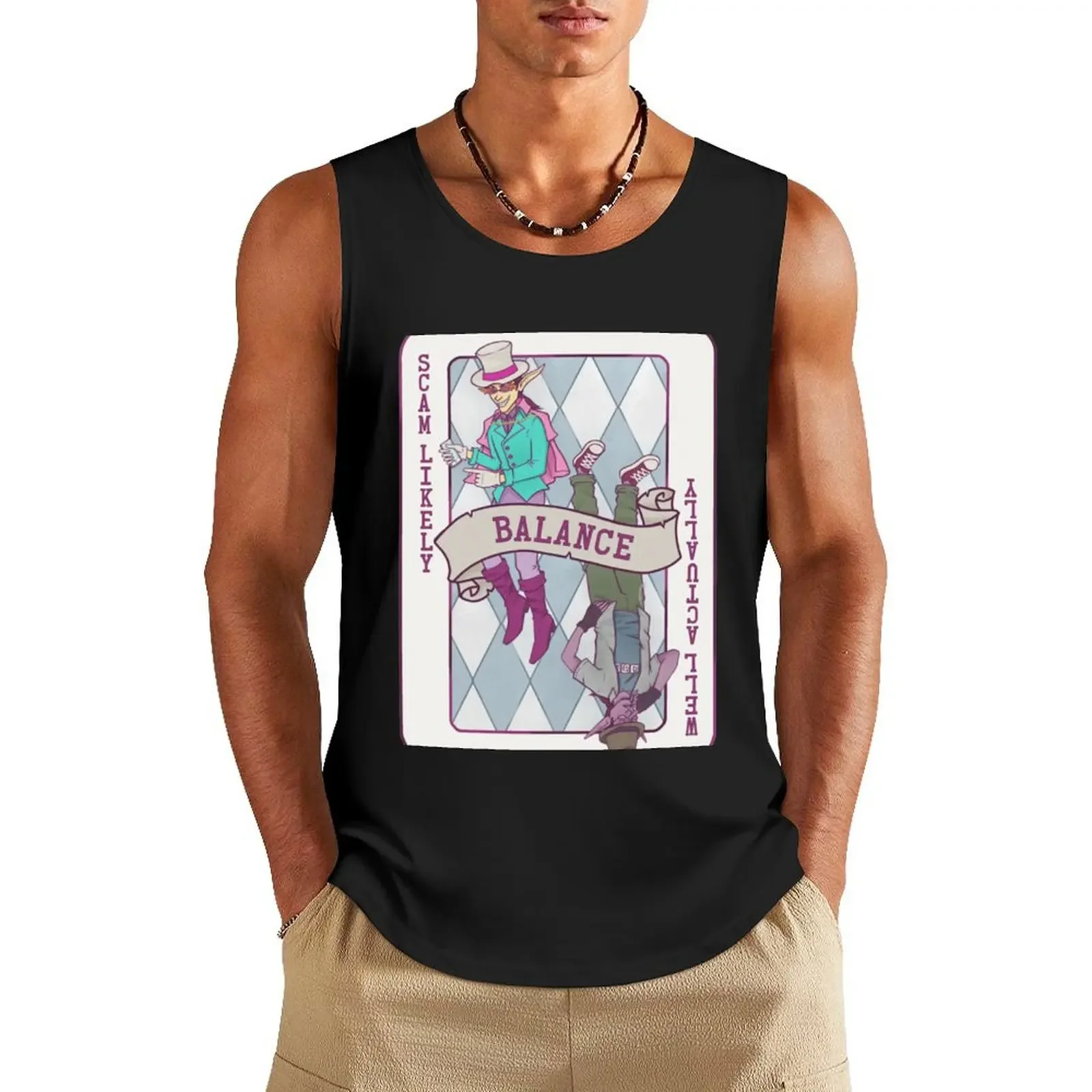 Camiseta sin mangas de equilibrio, cubierta de muchas cosas, camisetas sin mangas para hombre, camisetas de gimnasio sin mangas, accesorios de gimnasio para hombre, camisetas para hombre