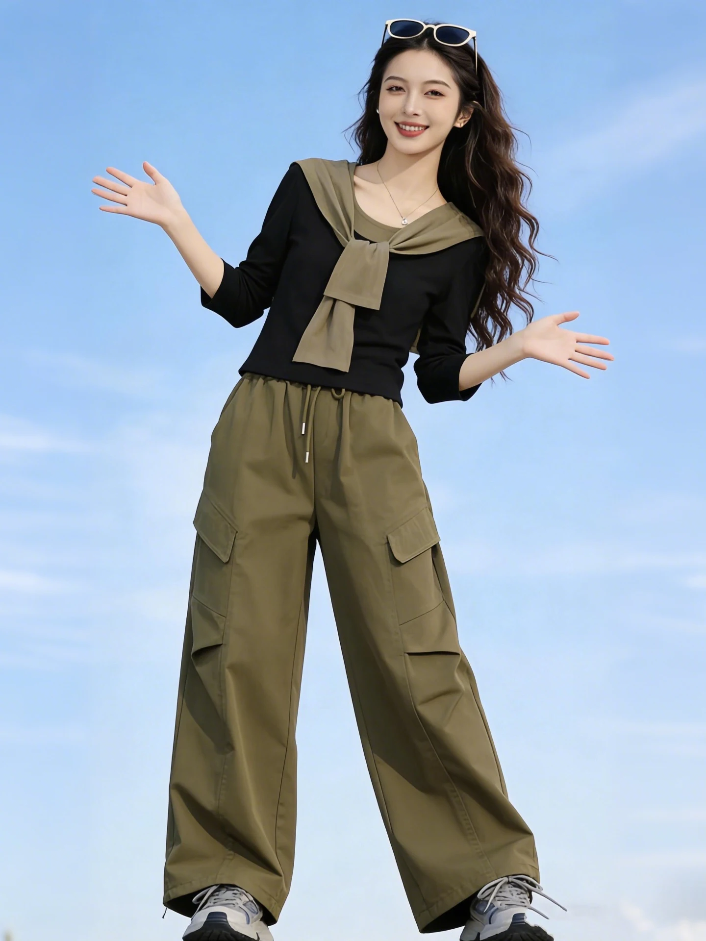 

Spring Commute Style Women's Fashion Set Short Sleeve Long Pants Two-Piece Suit Workwear Look Trendy And Stylish