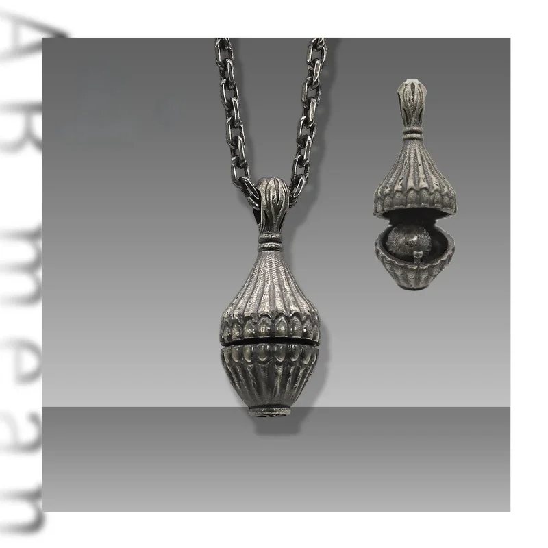 High quality new design 925 Silver Teeth Element Combined with Ringing Bell Electric Black Craftsmanship Texture Pendant