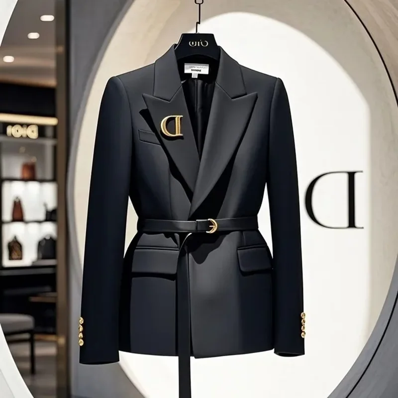 

2025 Spring Autumn New Chic Blazer Jacket Women's Short Outerwear Casual All-Match Slim Long-Sleeved Professional Suit Jackets