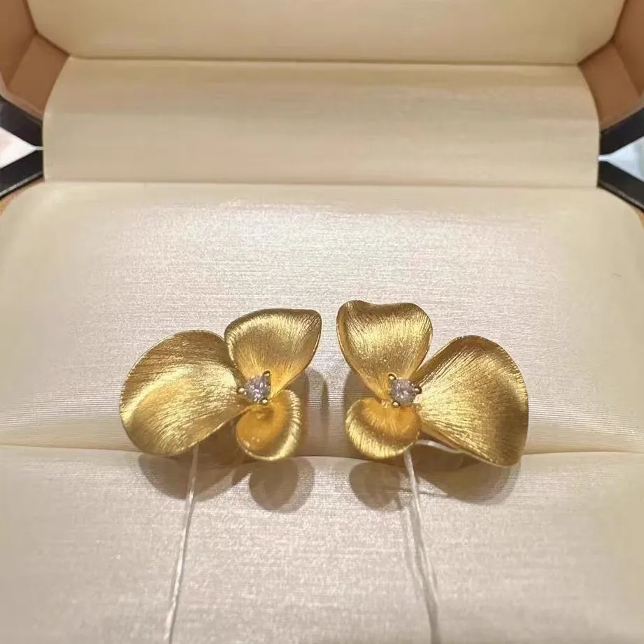 

14kt Color Zircon Magnolia Earring for Women Girlfriend Wedding Birthday Valentine's Day Stud Earrings Fine Jewelry Gifts