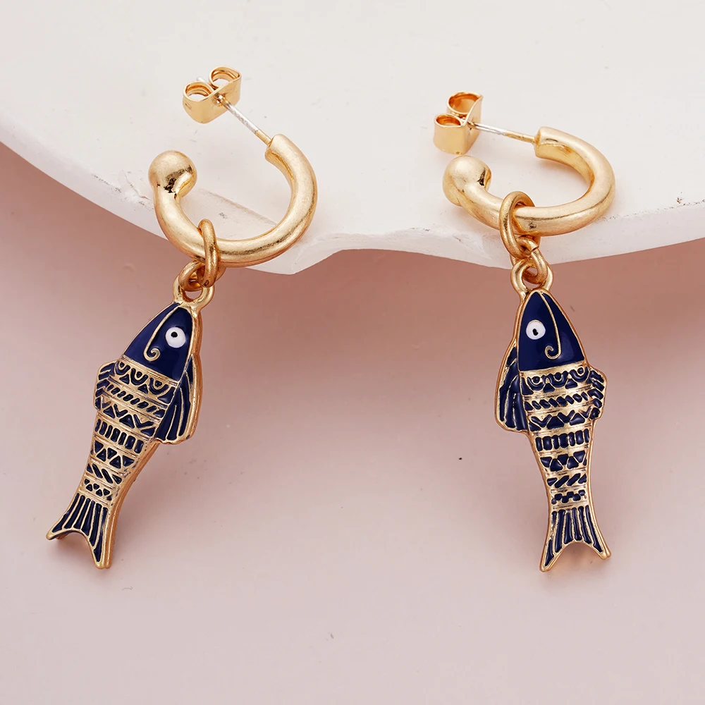 

Blue Fishes Flamenco Earrings 2024 Fishing Pendant Acesssories Tous Jewelry Replicas Exact Decoration