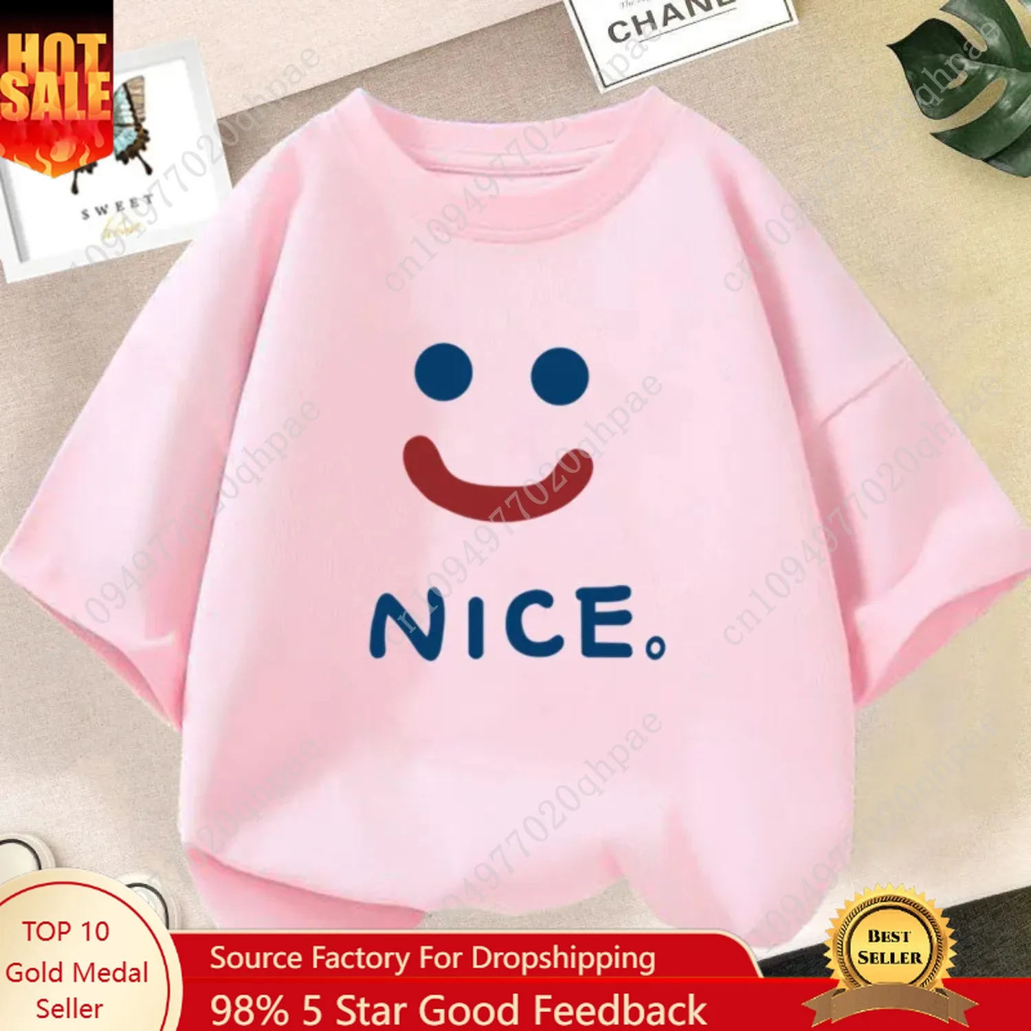 Happy Smile Design Girls Tshirt Kids Street Top traspiranti Personalità Abbigliamento in cotone T-shirt sportive estive fresche