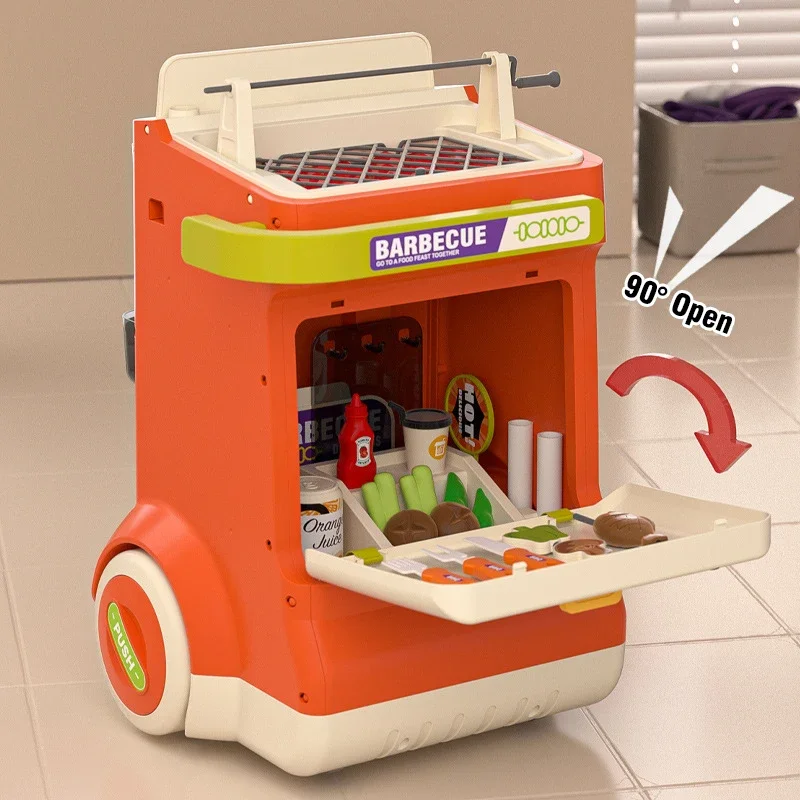 Chariot de barbecue en pulvérisation simulée, Interaction Parent-enfant, jouets simulés d'intérieur et d'extérieur, maison de jeu amusante et lisse, cadeaux pour enfants