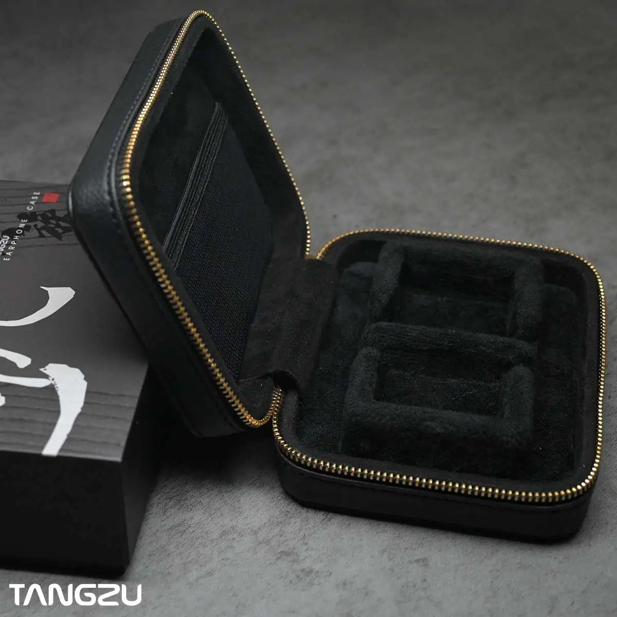 TANGZU Premium skórzane etui na słuchawki douszne Kompaktowe i wszechstronne etui na słuchawki, kable i akcesoria audio — zdjęcie produktu 2