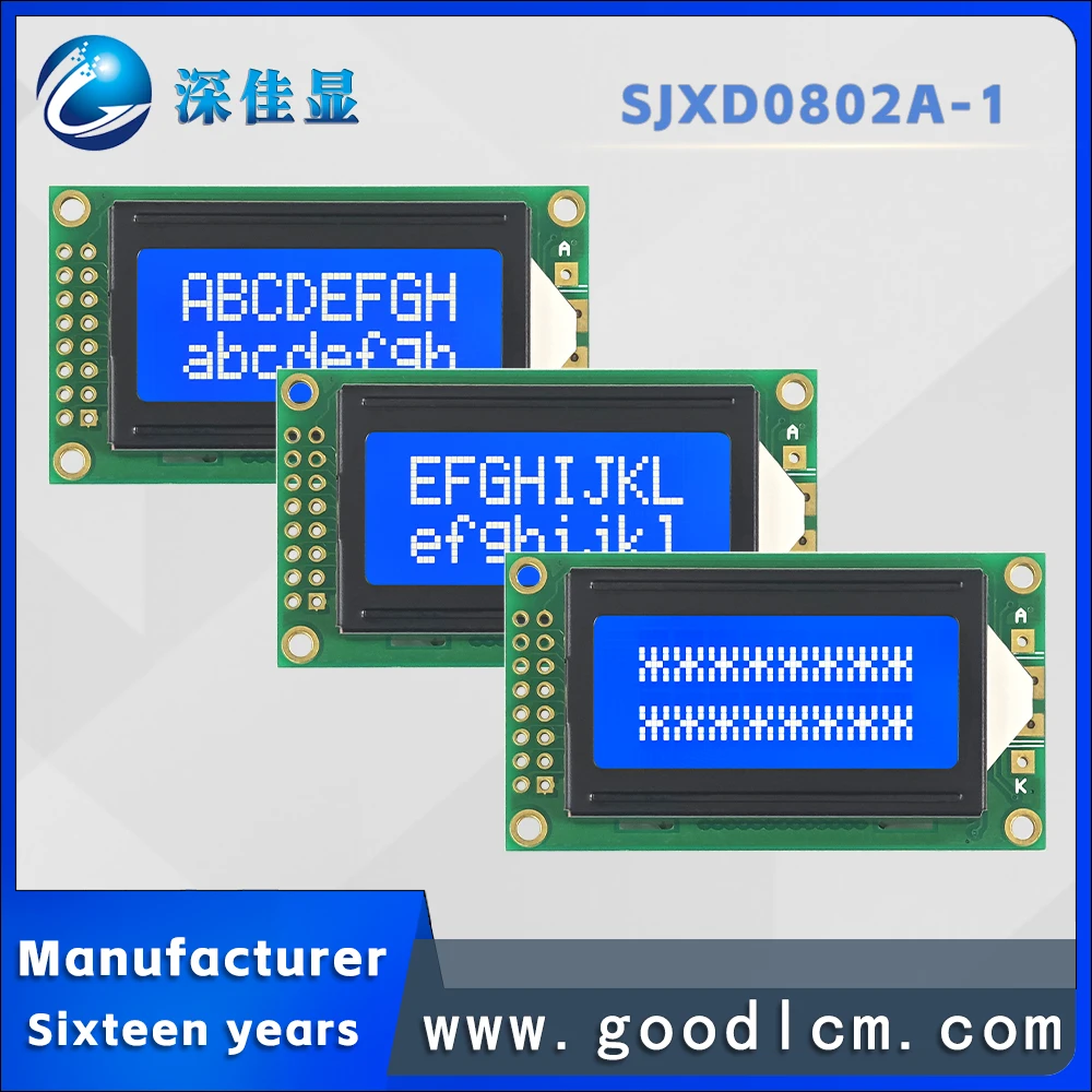 

Cost effective Russian characters 0802 LCD display screen JXD0802A-1 STN Blue Negative 8 * 2 character dot matrix module