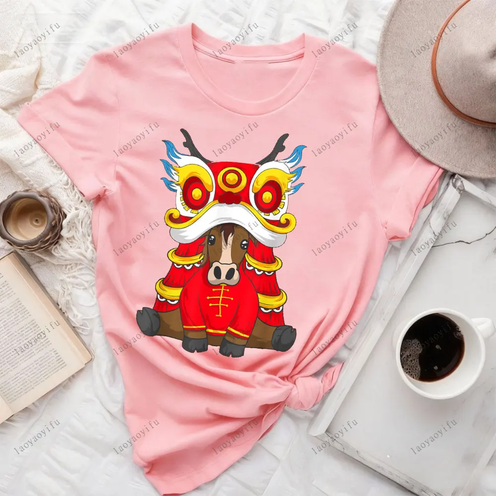 Capodanno del cavallo 2026 Segno zodiacale cinese T-shirt da donna unisex Festa festiva Top T-shirt grafiche estetiche Top Y2k