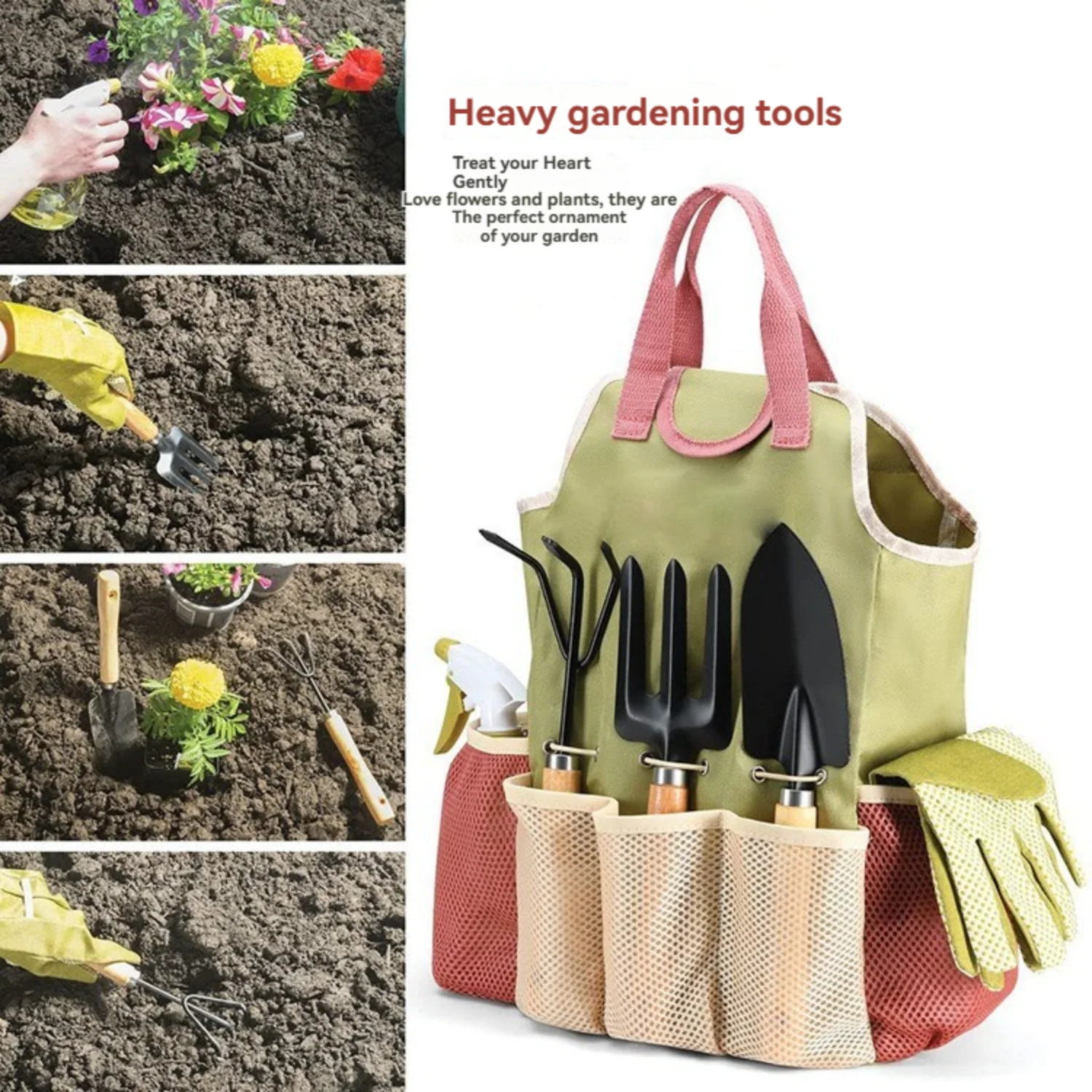 9-piece Complete Garden Tools Set with Storage Bags Outdoor Lightweight Portable Ergonomic Combination Complete Gardening Tool