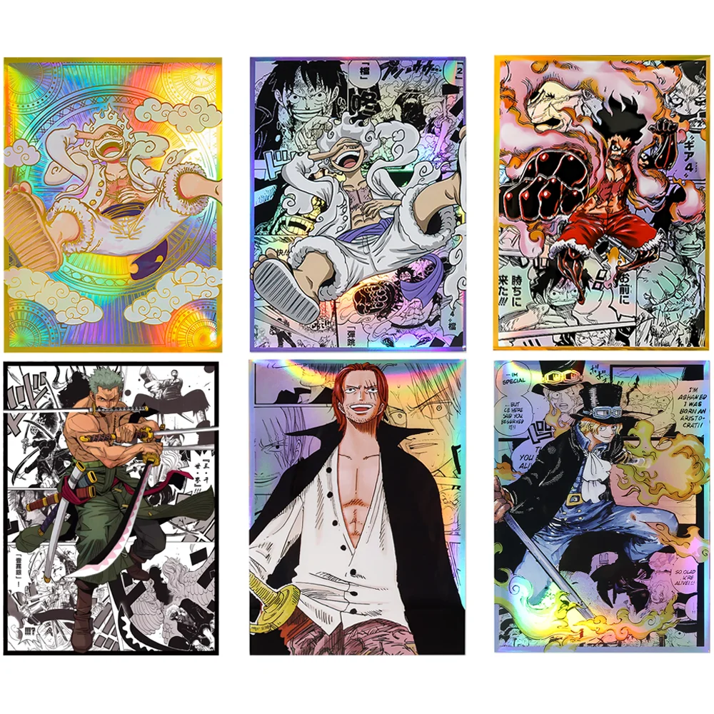60PCS 67x92mm One Piece Leader Card Sleeves Shanks Luffy Sabo Zoro Card Protection Case Suitable for PKM/PTCG Cards Christmas