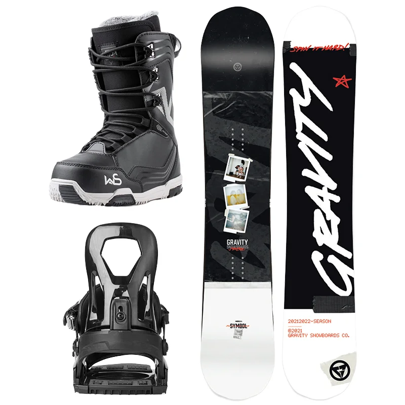 

WS Men's Women's All-Region Carved Flat Snowboard Set All-Round Winter Sports Equipment with Ski Shoe Holder Three-Piece Set
